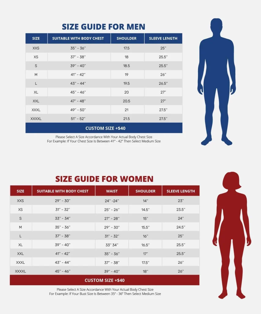 size guide for men women